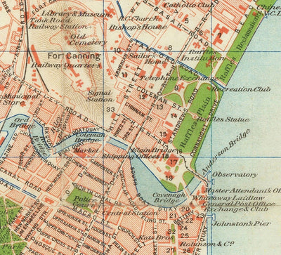 Rare Old Map of Singapore, 1917 - British Empire Colony, Pulau Ujong, Botanic Gardens, Marina, Bay