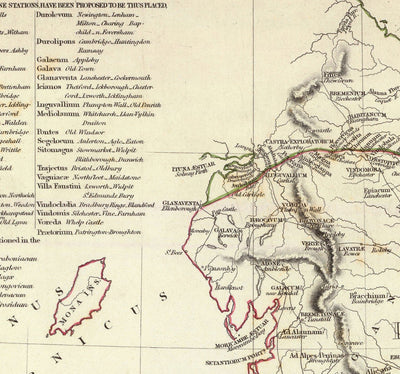 Old Map of Ancient Britain, 1834 - Roman Britannia & Roads, Celtic Tribes, Silures, Dobunni, Parisi, Trinovantes, Regni