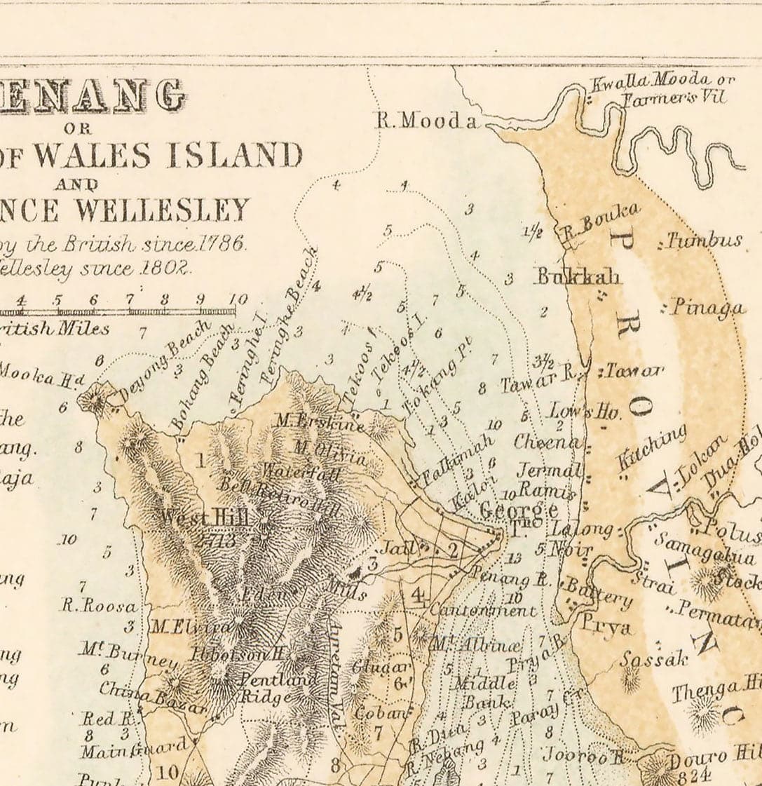 Old Colonial Map of Malaysia Peninsula, 1860 by Fullarton - Singapore, Penang, Malacca, Naning - British Settlements