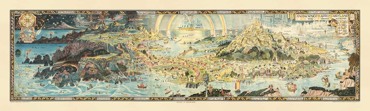 Old Map of Fairyland, 1918 by Bernard Sleigh - Arts & Crafts, European Fairies, Greek Myths, Arthur, Dragons, Valhalla