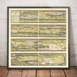 Old Map of Roman Empire Roads, 1624 by Ortelius & Peutinger - Cursus Publicus, Rome, Europe, Caesar Augustus