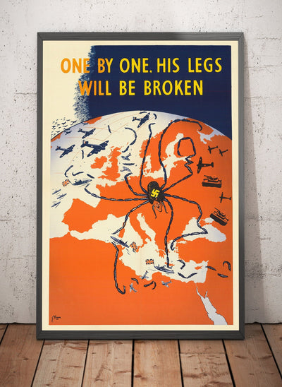 Spider Hitler, 1941 - Old WW2 Propaganda Map of Europe by Kem - Nazi vs. Allies & USSR - Western, Eastern Front