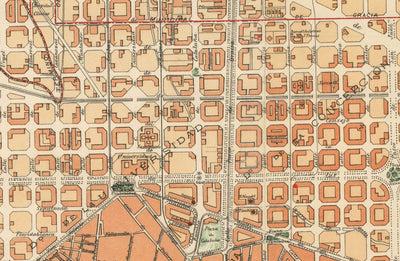 Old Map of Barcelona, 1891 by DJM Serra - Sagrada Família, Gothic Quarter, Cathedrals, Parks, Las Ramblas, Streets