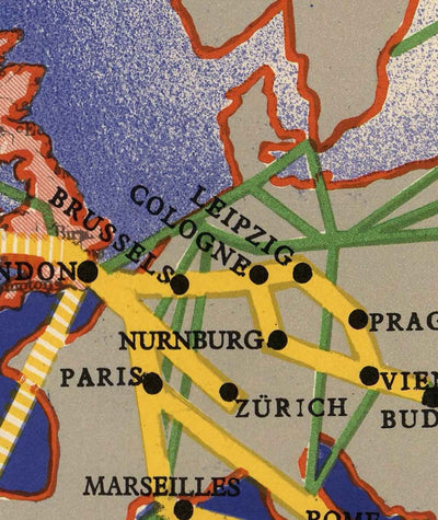 Imperial Airways World Map, 1937 - Bauhaus British Empire Old Map by Laszlo Moholy-Nagy - Long Haul Airline Routes
