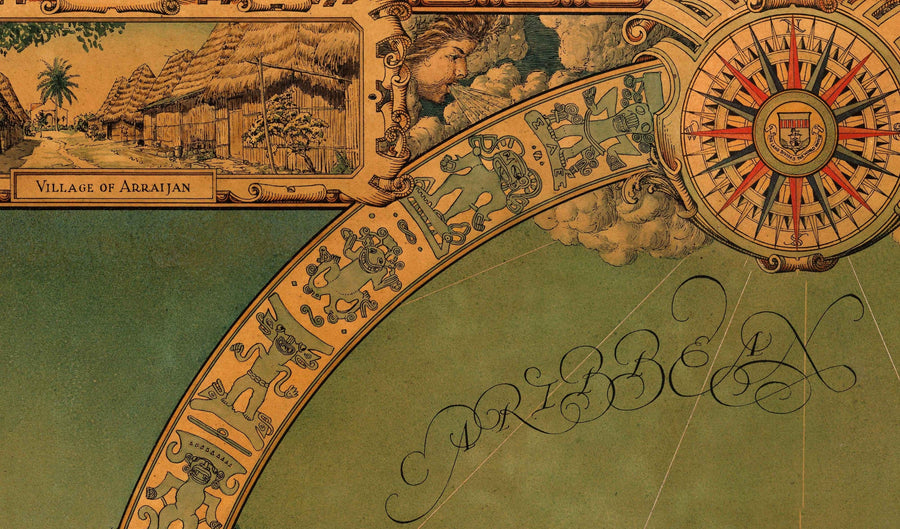 Old Map of the Panama Canal, 1930 par Tripp - Panama City, Gatun, Bocas del Toro, îles Pearl, Baquete, Isla del Rey - cadeau sans cadre encadré