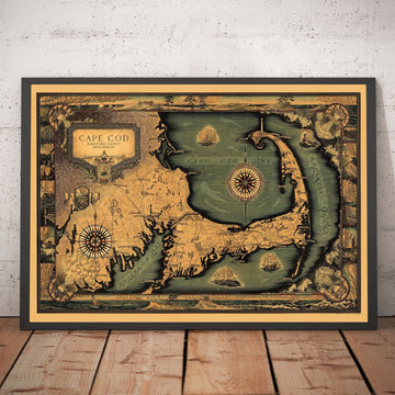 Mapa antiguo de Cape Cod, Mass. 1931 por Tripp - Martha&