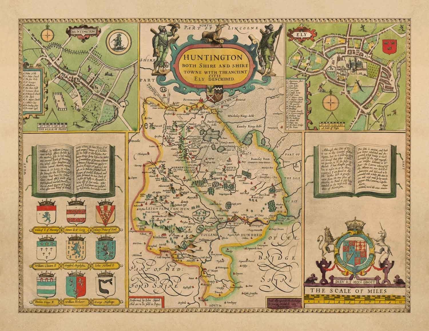 Postcode For Huntingdon Old Map of Huntingdonshire 1611 by John Speed - Huntingdon, Cambridges ...