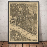Alte Karte von London von John Rocque, 1746, F2 - Tower of London, Shad Thames, St. Katherine Dock, Tower Hamlets, Bermondsey 