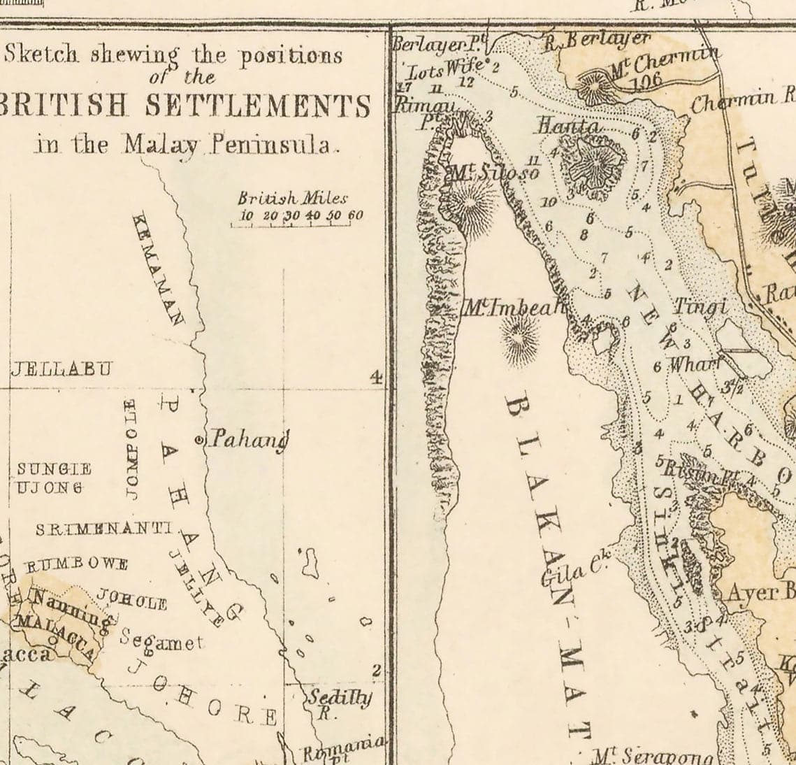 Old Colonial Map of Malaysia Peninsula, 1860 by Fullarton - Singapore, Penang, Malacca, Naning - British Settlements