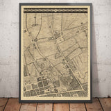 Old Map of London by John Rocque, 1746, B1 - Oxford Street, Tottenham Court Road, Fitzrovia, Soho & Cavendish Square