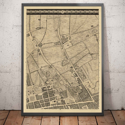 Old Map of London by John Rocque, 1746, B1 - Oxford Street, Tottenham Court Road, Fitzrovia, Soho & Cavendish Square