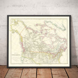 Old Map of Canada, 1840 by Arrowsmith - USA, Russian America, Upper & Lower Canada, British North America, Native & Indigenous People