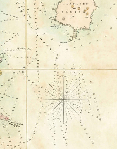 Die erste Karte von Hongkong, 1843 - Old Admiralty Navy Chart - Kowloon, Victoria Bay, frühe britische Kolonie