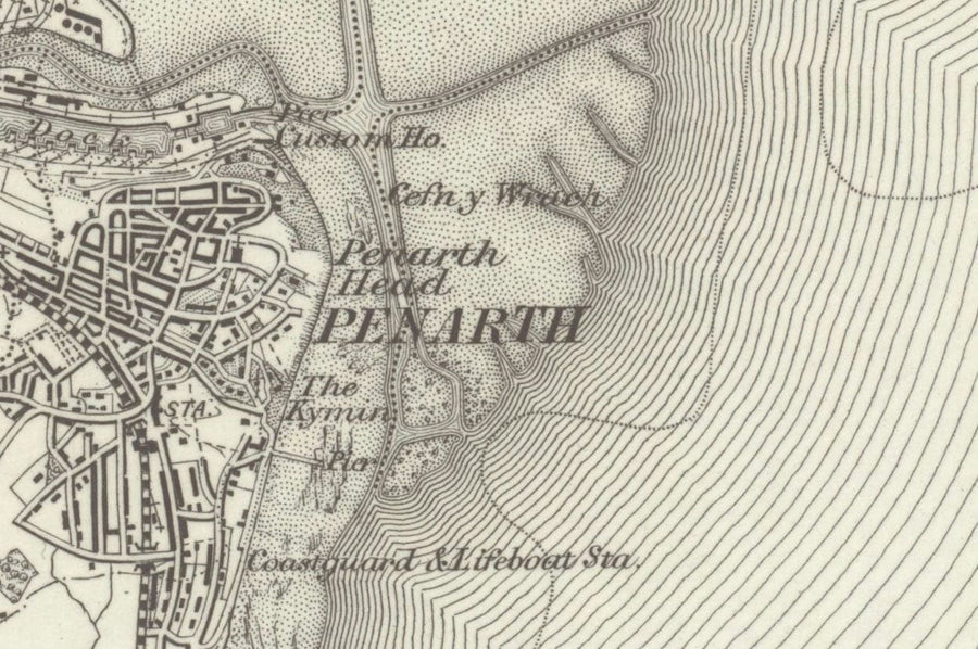 Mappa antica di Cardiff, Galles nel 1867 - Caerdydd, Penarth, Sully, Barry, Llandaff, Castello, Sobborgo, Foce del Severn 
