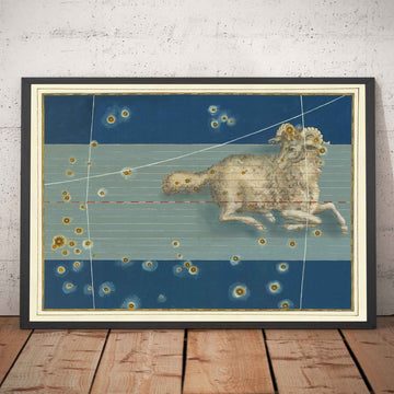 Old Star Map of Aries, 1603 by Johann Bayer - Zodiac Astrology Chart & Horoscope Sign