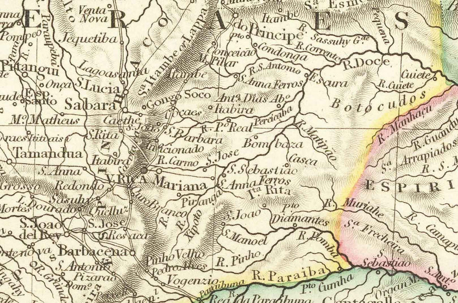 Ancienne carte du Brésil, 1832 par Arrowsmith - Amérique du Sud coloniale - Royaume du Portugal, empereur Pedro II, fleuve Amazone