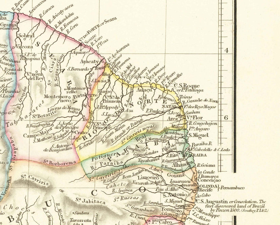 Ancienne carte du Brésil, 1832 par Arrowsmith - Amérique du Sud coloniale - Royaume du Portugal, empereur Pedro II, fleuve Amazone