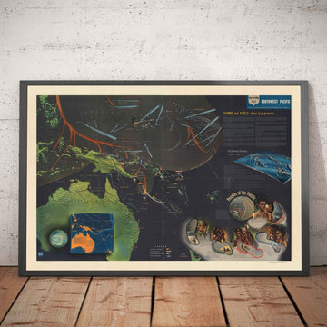 Alter Weltkrieg 2 Karte: Südwestpazifik, 1944 - NavWarMap Nr. 5 - Australien, Neuguinea, Indonesien, Philippinen, Inseln 