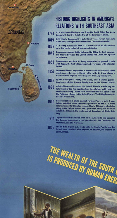 Old World War 2 Map: South China Sea, 1944 - NavWarMap No.2 - Southeast Asia, Indonesia, Malaysia, Thailand, Philippines