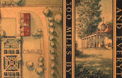 Old Plan of Mount Vernon, George Washington's Home, 1932, by B. Ashburton Tripp - Landscape Gardens, House, Estate