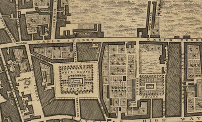 Old Map of London by John Rocque, 1746, F2 - Tower of London, Shad Thames, St Katherine Dock, Tower Hamlets, Bermondsey