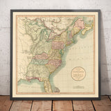 Antiguo mapa de EE.UU., 1806 por John Cary - Primeros Federalistas de EE.UU. - Gran Georgia, Territorios del Oeste, Estados de la Costa Este