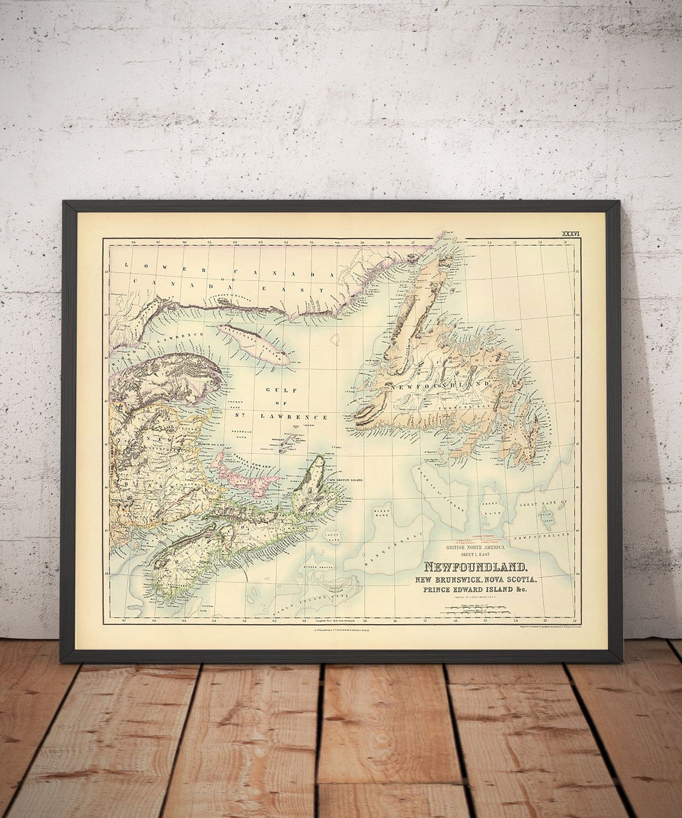 Old Map of Newfoundland, Nova Scotia & New Brunswick, 1872 by Fullarton - Canada, Colonial British North America