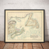 Old Map of Newfoundland, Nova Scotia & New Brunswick, 1872 by Fullarton - Canada, Colonial British North America