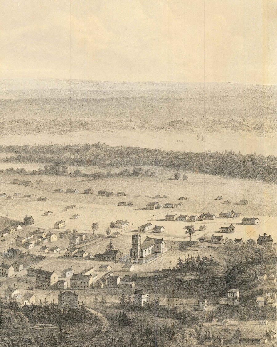 Mappa Antica di Ottawa, 1859 di Laver & Stent - Capitale Coloniale del Canada - Hull Quebec, Centro, Bytown, Mercato di Byward 