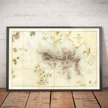 La première carte de Hong Kong, 1843 - Old Admiralty Navy Chart - Kowloon, Victoria Bay, Early British Colony