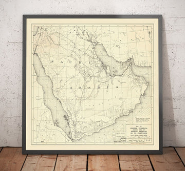 Antiguo mapa de Aramco, 1953 - Primer mapa de la Arabian American Oil Company - Arabia Saudí, oleoductos, extracción, Dubai, Riyadh