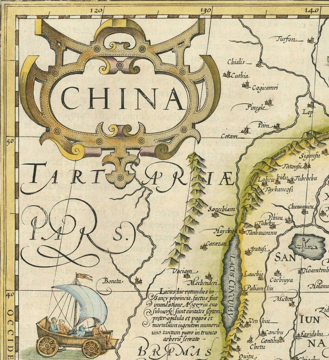 Old Map of China, 1606 by Jodocus Hondius - Korea, Japan, Great Wall, South East Asia, Orient, Weird Sea Monsters