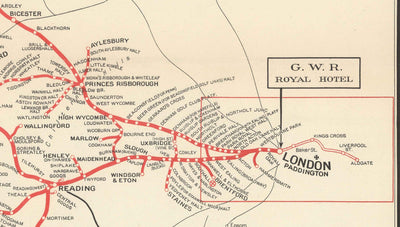 Old Map of Great Western Railway, 1950 - Pre-Beeching Cuts GWR - Main Lines, South Wales, West Country, Paddington
