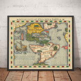 Old North & South America Map, 1544 by Munster - First Printed Atlas of the Americas - USA, Mexico, Pre-Colonisation
