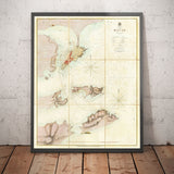 Old Map of Macao, 1840 - Navy Sea Chart of Colonial Portuguese Macau, Taipa, Coloane, Hengqin, Guangdong