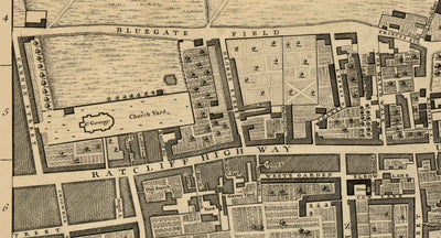 Old Map of by John Rocque London, 1746, G2 - Wapping, Shadwell, Rotherhithe, Thames, Tower Hamlets, E1W, Southwark