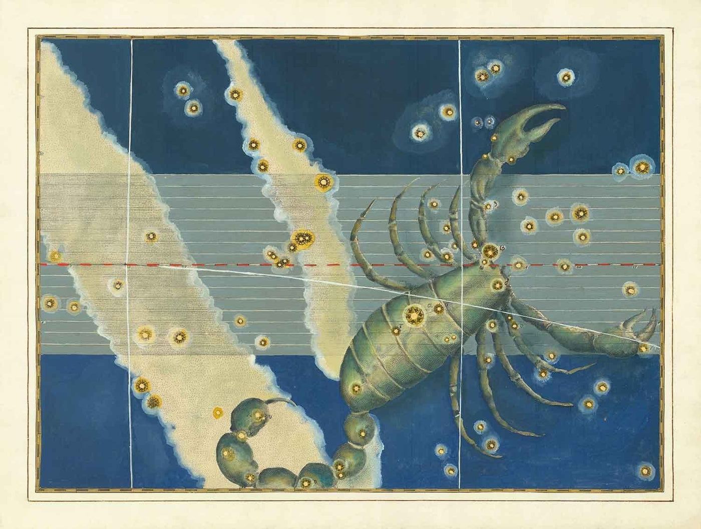Old Star Map of Scorpio, 1603 by Johann Bayer - Zodiac Astrology Chart - The Scorpion Horoscope Sign