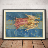 Old Star Map of Virgo, 1603 by Johann Bayer - Zodiac Astrology Chart - The Maiden Horoscope Sign