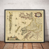 Alte Karte der Inneren und Äußeren Hebriden, Mull und Skye, 1690 - Lochaber, Uist, Harris, Barra, Inseln, Seen 