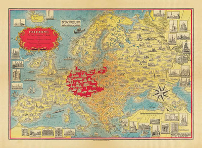 World War 2 Map, 1939 by Ernest Dudley Chase - Hitler's Dream of Expansion - Nazi Germany Territory