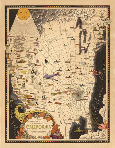 A "Typical Californian's" Map of the United States by E. Chase, 1940 - Unofficial Distorted West vs. East USA