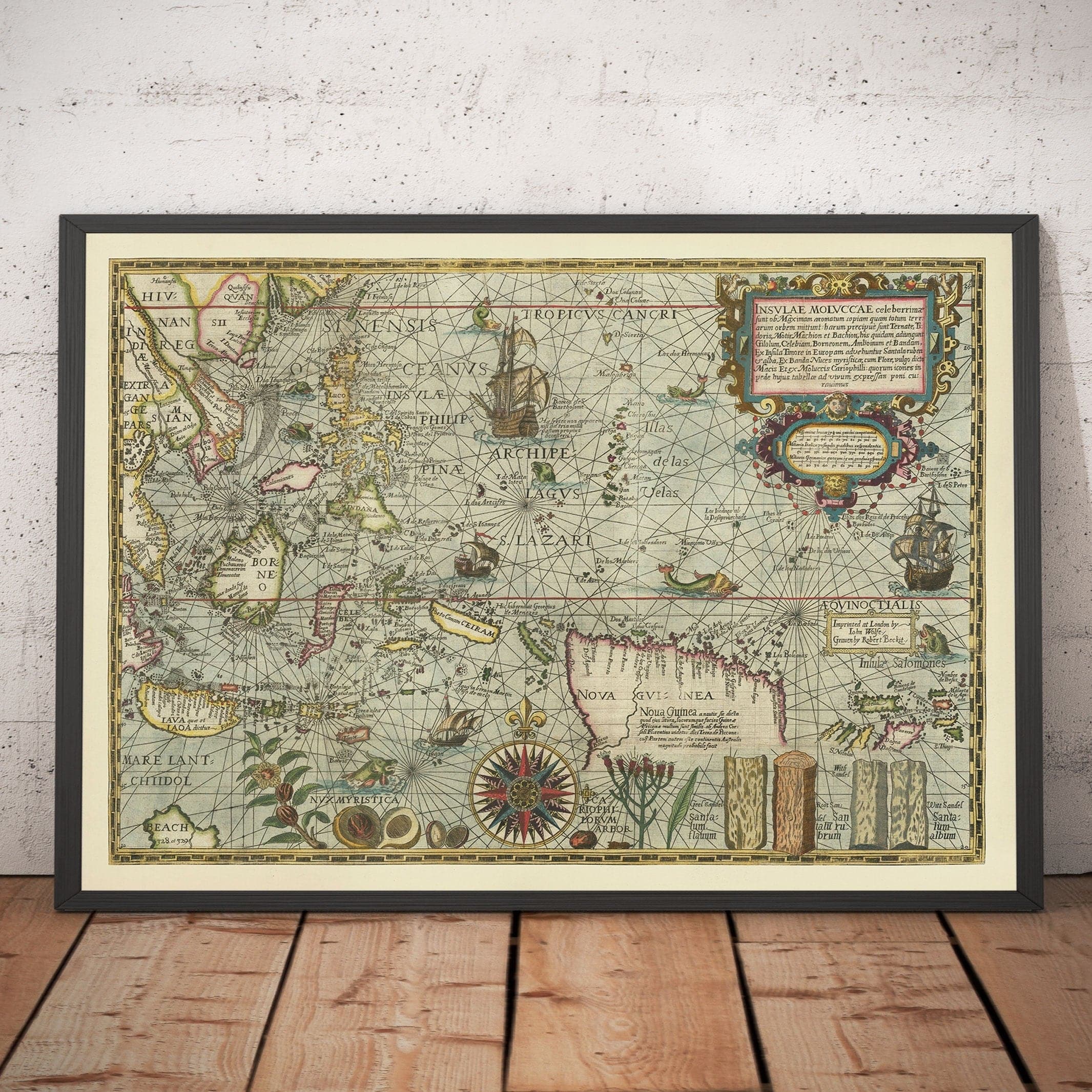 Old Spice Isles Map of Southeast Asia, 1598 by Wolfe - Dutch East Indi ...