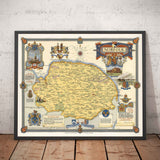 Old Map of Norfolk by Ernest Clegg, 1945 - Sandringham, Norwich, Yarmouth, Winston Churchill, Lord Nelson, WW2