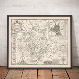 Alte monochrome Karte von Worcestershire, 1611 von John Speed - Worcester, Bromsgrove, Kidderminster, Malvern, Droitwich 