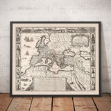 Old Roman Empire Map, 1676 by John Speed - Mediterranean, Byzantine, Middle East, North Africa
