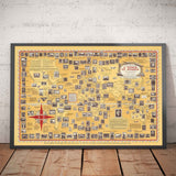 Old Stamp Map of the World, 1947 par E. Chase - Historical Post Office Atlas, monuments, Penny Black
