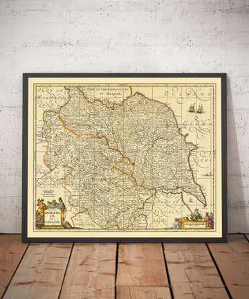 Old Map of Yorkshire, 1690 - York, Leeds, Sheffield, Rotherham, Doncaster, Middlesbrough, Hull, Whitby, Humber