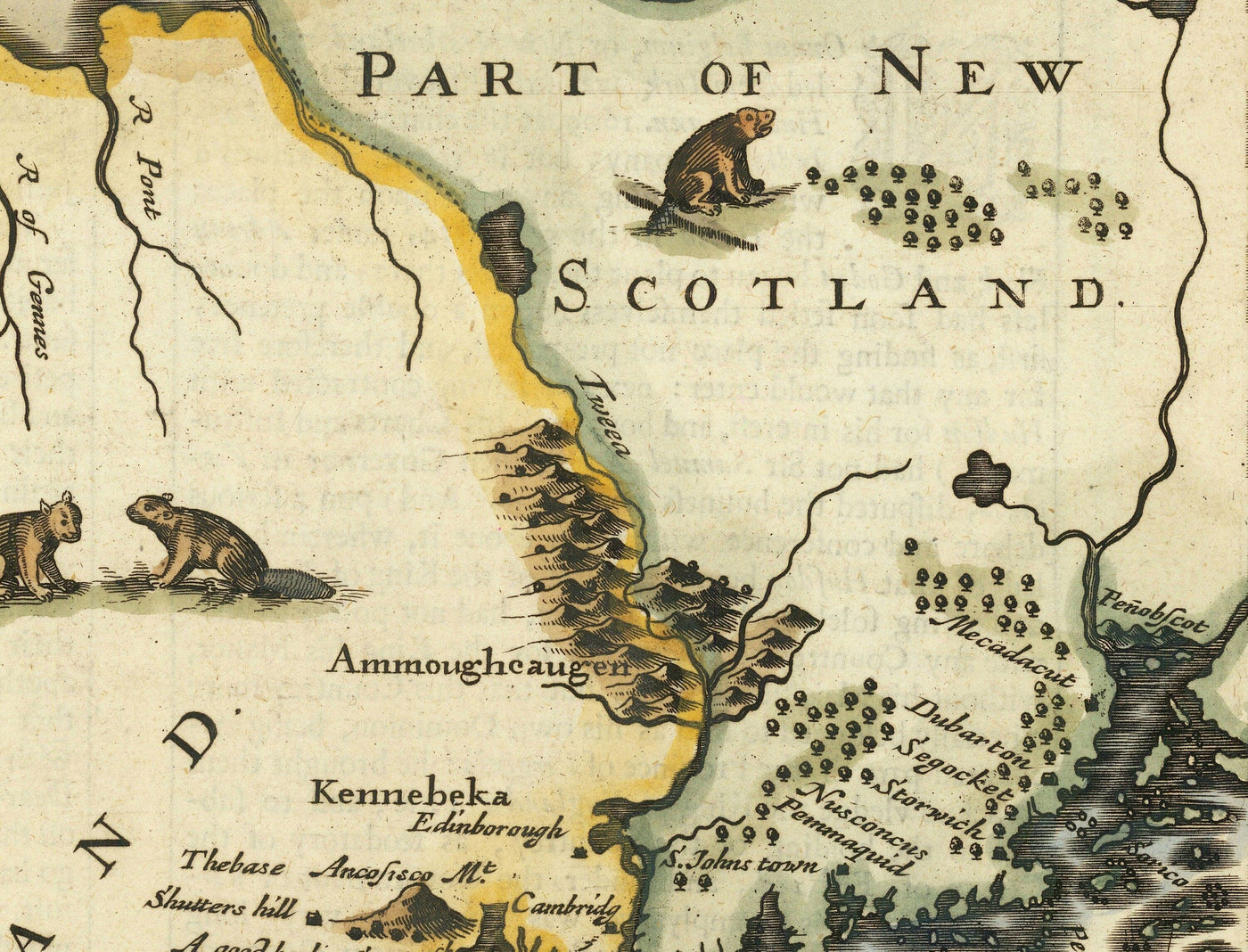 Old Map of New York & New England, 1676 by John Speed - East Coast US, New Jersey, Massachusetts, British Colonies