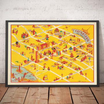 Mappa antica di Chinatown a San Francisco, 1939 - Grant Avenue, Stockton, Clay, Washington Street, St. Mary&