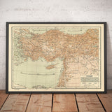 Ancienne carte arabe de la Turquie par Hafız Ali Eşref, 1893 - Chypre, Syrie, Palestine, Empire ottoman, mer Noire, Anatolie